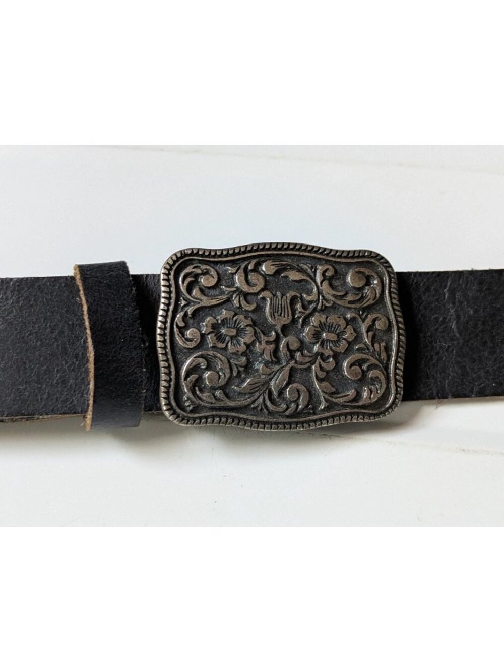 Antoniazzi Firenze Ladies Size XL Black Leather Belt Silver Hardware